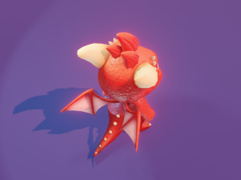 Cartoon Baby Dragon Red 3D 모델