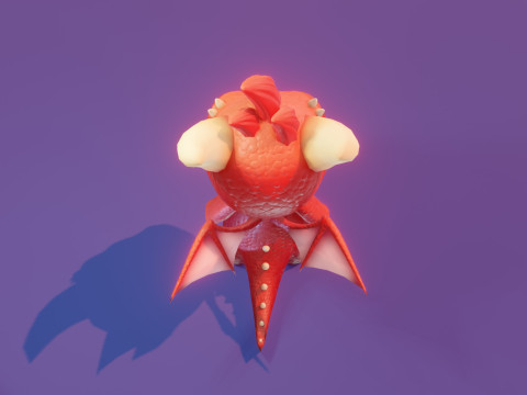 Cartoon Baby Dragon Red 3D 모델