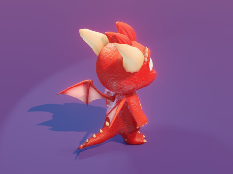 Cartoon Baby Dragon Red 3D 모델