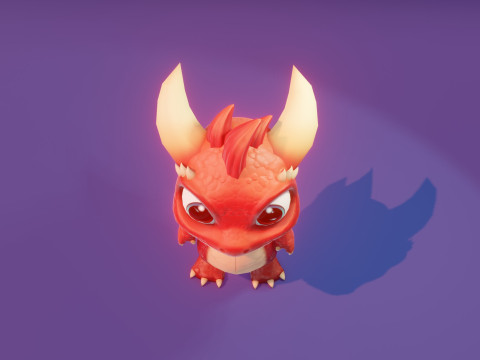 Cartoon Baby Dragon Red 3D 모델
