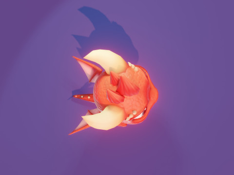 Cartoon Baby Dragon Red 3D 모델