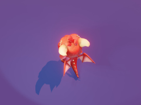 Cartoon Baby Dragon Red 3D 모델