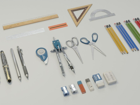 School Supplies Pack Modelo 3D
