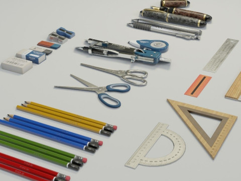 School Supplies Pack Model 3D