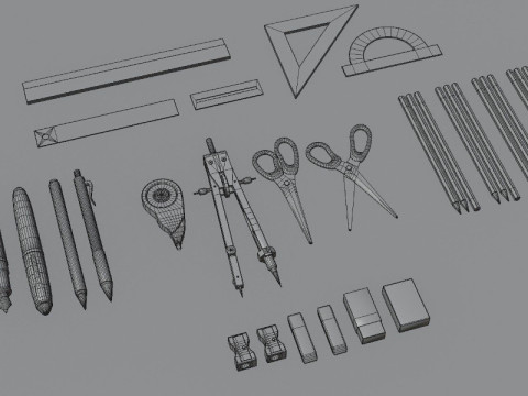 School Supplies Pack Model 3D
