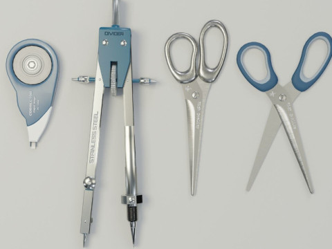 School Supplies Pack Model 3D