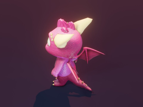 Cartoon Baby Dragon Pink 3D 모델