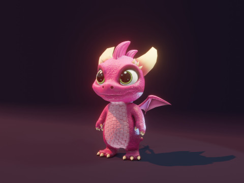 Cartoon Baby Dragon Pink 3D 모델