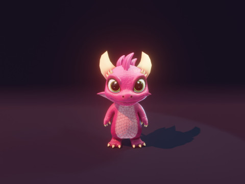 Cartoon Baby Dragon Pink 3D 모델