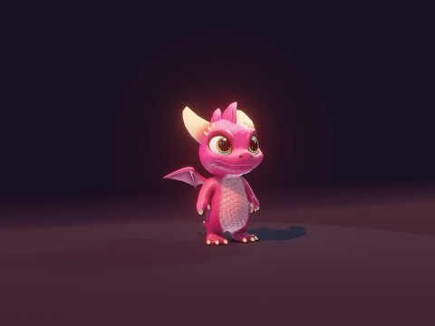 Cartoon Baby Dragon Pink 3D 모델