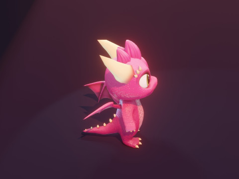 Cartoon Baby Dragon Pink 3D 모델