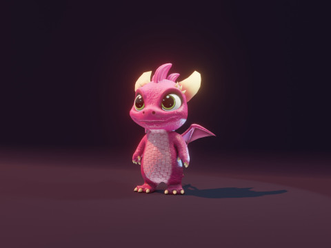 Cartoon Baby Dragon Pink 3D 모델