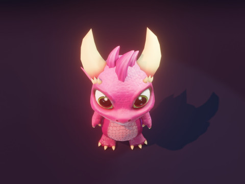 Cartoon Baby Dragon Pink 3D 모델