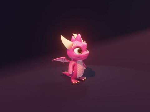 Cartoon Baby Dragon Pink 3D 모델