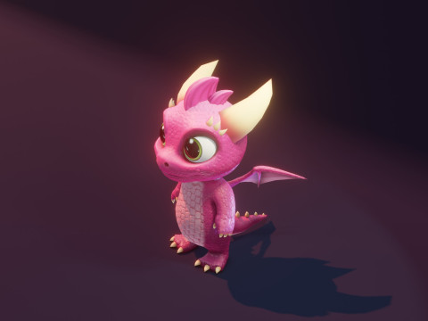 Cartoon Baby Dragon Pink 3D 모델