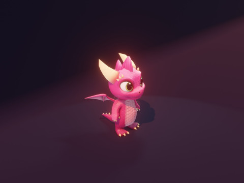 Cartoon Baby Dragon Pink 3D 모델