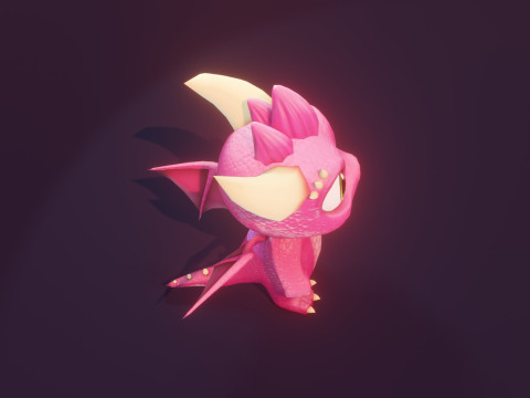 Cartoon Baby Dragon Pink 3D 모델
