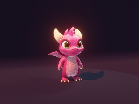 Cartoon Baby Dragon Pink 3D 모델