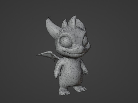 Cartoon Baby Dragon Pink 3D 모델