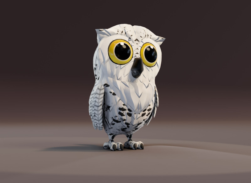 Cartoon Snowy Owl Animated Modello 3D .c4d .max .obj .3ds .fbx .stl .blend 