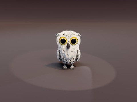 Cartoon Snowy Owl Animated Modello 3D