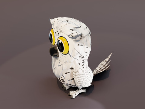 Cartoon Snowy Owl Animated Modello 3D