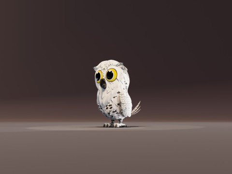 Cartoon Snowy Owl Animated Modello 3D