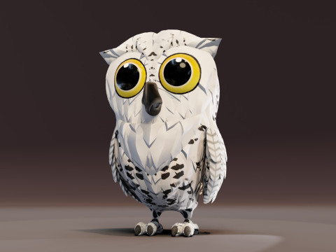 Cartoon Snowy Owl Animated Modello 3D