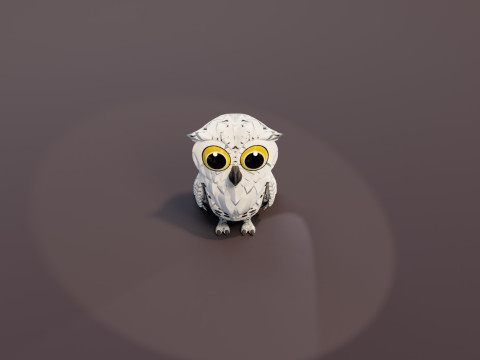 Cartoon Snowy Owl Animated Modello 3D