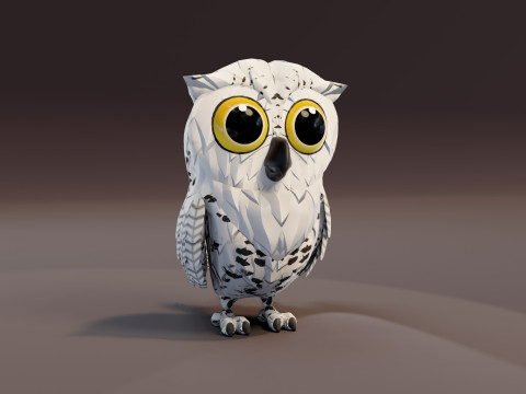 Cartoon Snowy Owl Animated Modello 3D