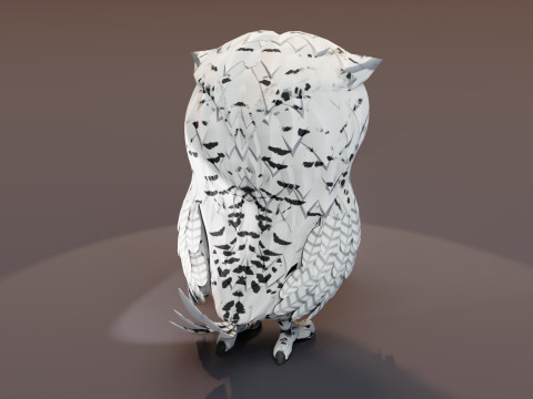 Cartoon Snowy Owl Animated Modello 3D