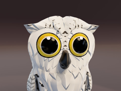Cartoon Snowy Owl Animated Modello 3D