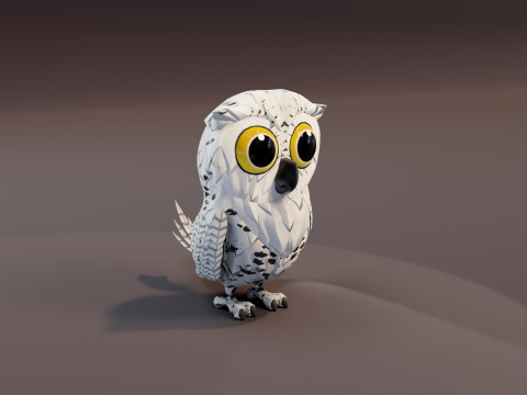 Cartoon Snowy Owl Animated Modello 3D