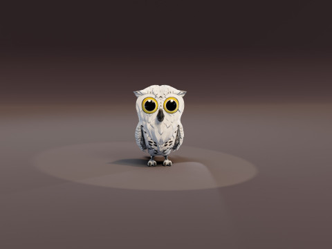 Cartoon Snowy Owl Animated Modello 3D