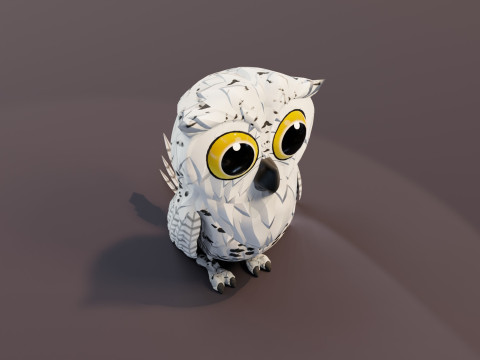 Cartoon Snowy Owl Animated Modello 3D
