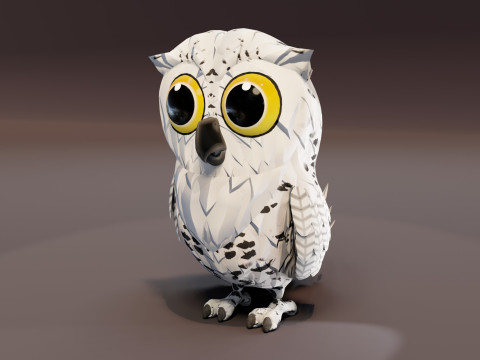 Cartoon Snowy Owl Animated Modello 3D