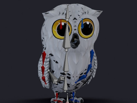 Cartoon Snowy Owl Animated Modello 3D