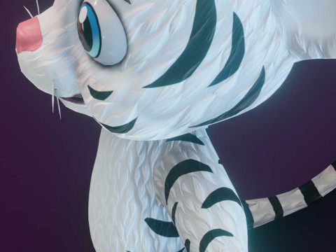 Cartoon White Tiger Animated Modello 3D
