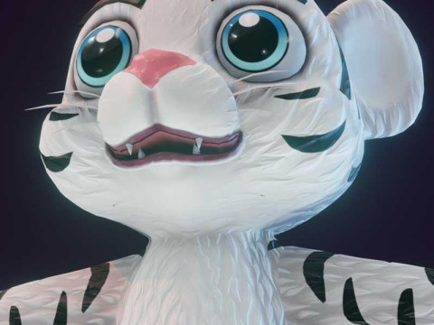 Cartoon White Tiger Animated Modello 3D