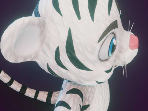 Cartoon White Tiger Animated Modello 3D