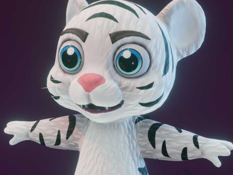 Cartoon White Tiger Animated 3D 模型
