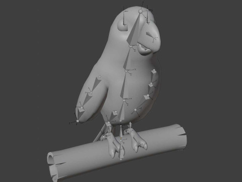 Cartoon Ara Parrot Red-Yellow-Blue Animated 3D Model