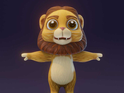 Cartoon Lion Animated 3D-Modell