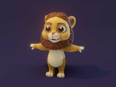 Cartoon Lion Animated 3D-Modell