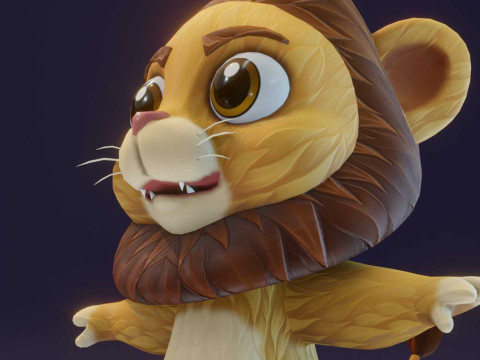 Cartoon Lion Animated 3D-Modell