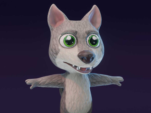 Cartoon Wolf Animated 3D Модель