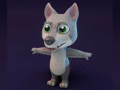 Cartoon Wolf Animated Model 3D