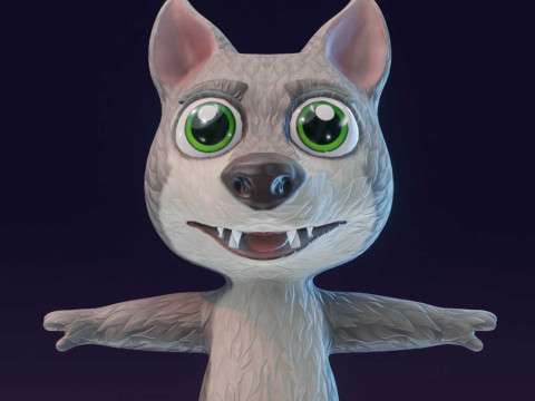 Cartoon Wolf Animated Model 3D