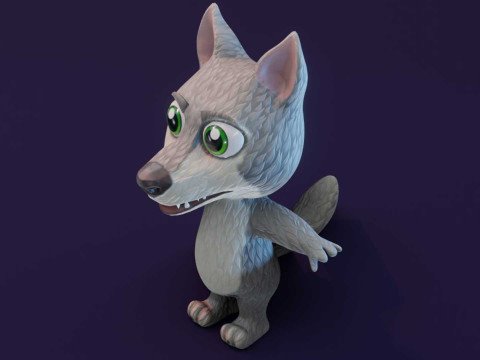 Cartoon Wolf Animated Model 3D