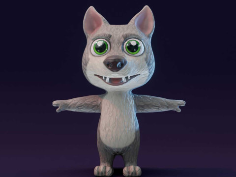 Cartoon Wolf Animated Model 3D